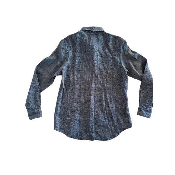 FLAX Metallic McQueen Linen Blend Button Up Shirt Shacket Blue Small‎ $169 - Picture 3 of 11